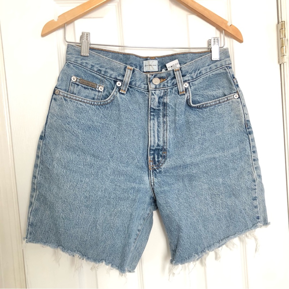 CALVIN KLEIN Vintage Y2K 90s High Waist Blue Denim Shorts Medium Wash Size 6